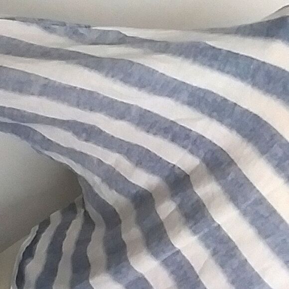 BCBGMaxAzria Lightweight Cropped Sweater Batwing Navy and White Stripes - Picture 4 of 13